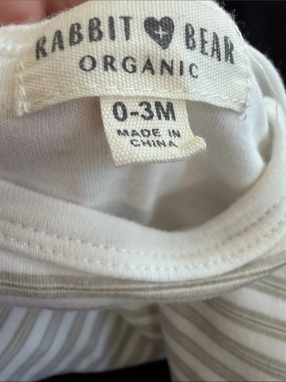 Rabbit and Bear Cream Striped Baby One-Piece